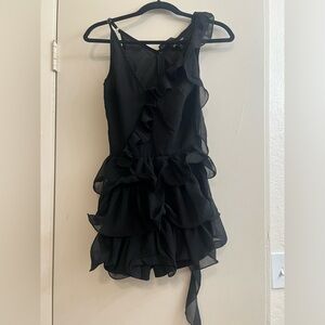 PrettyLittleThing Black Ruffled Halter Cocktail Dress
